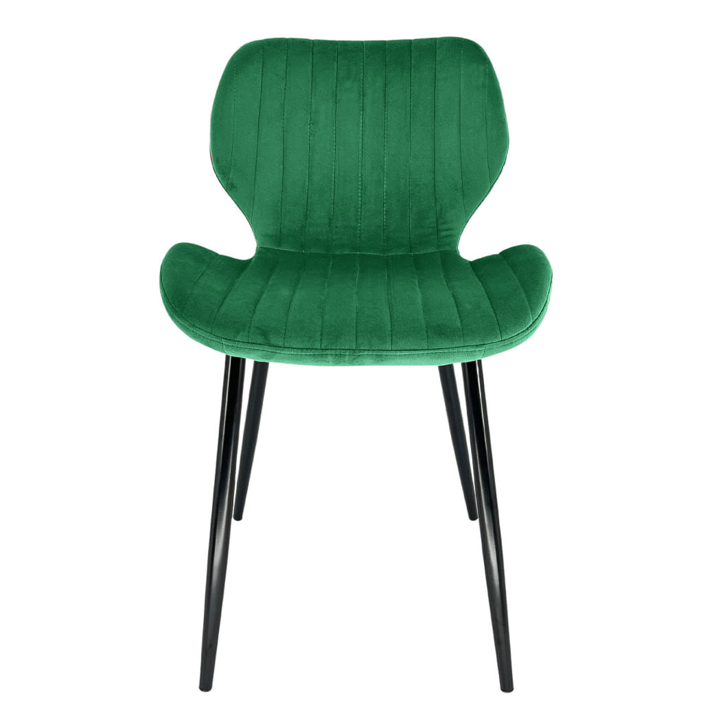 Set 2 scaune tapitate, din velur, picioare metalice, maxim 125 kg, 44x52x77 cm, verde — imaginea 8