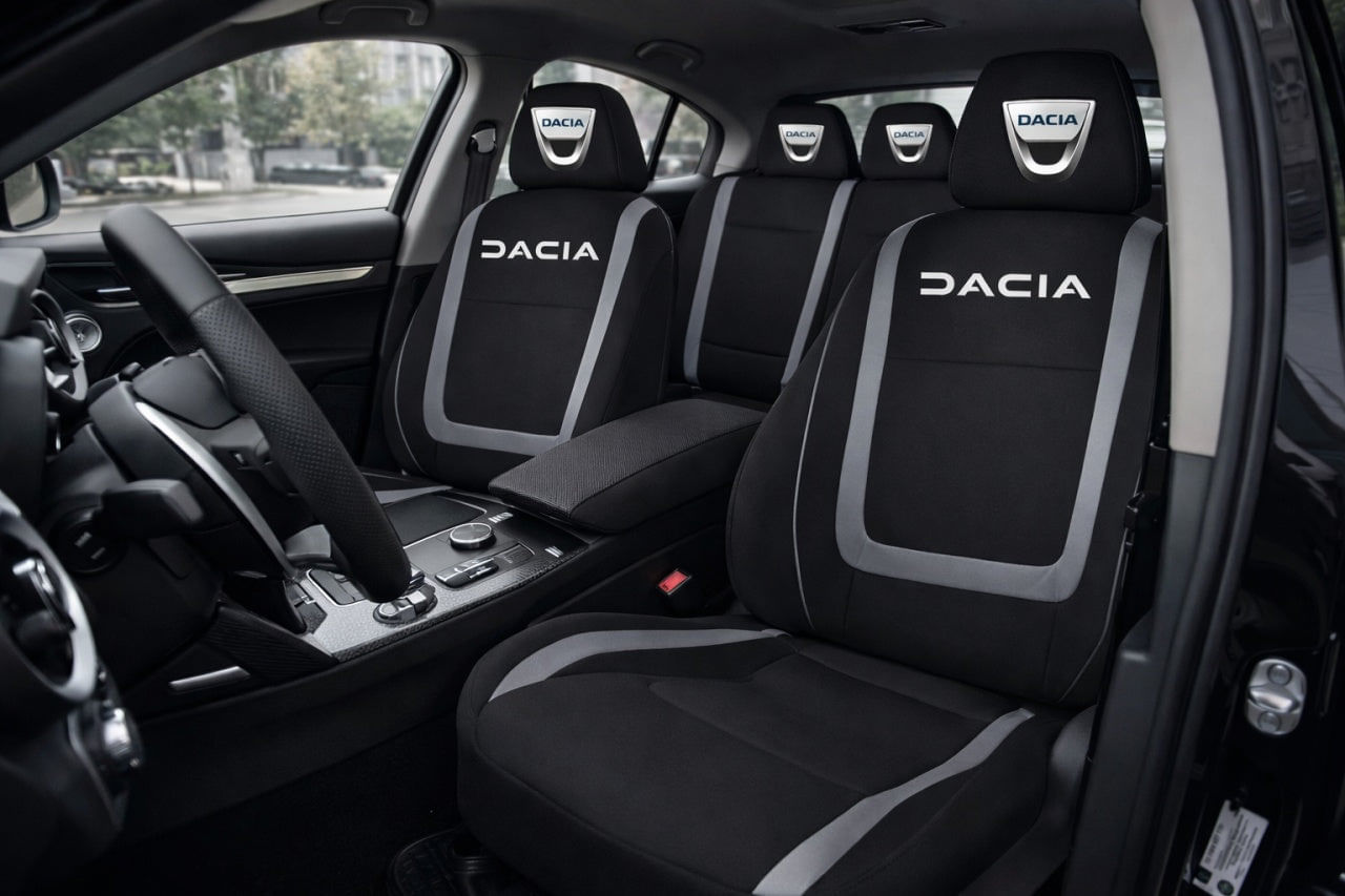 Set Huse Scaune Universale Compatibile cu Dacia – Negru/Gri