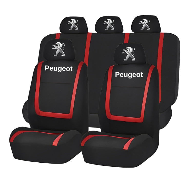 Set Huse Scaune Universale Compatibile cu Peugeot– Negru/Rosu