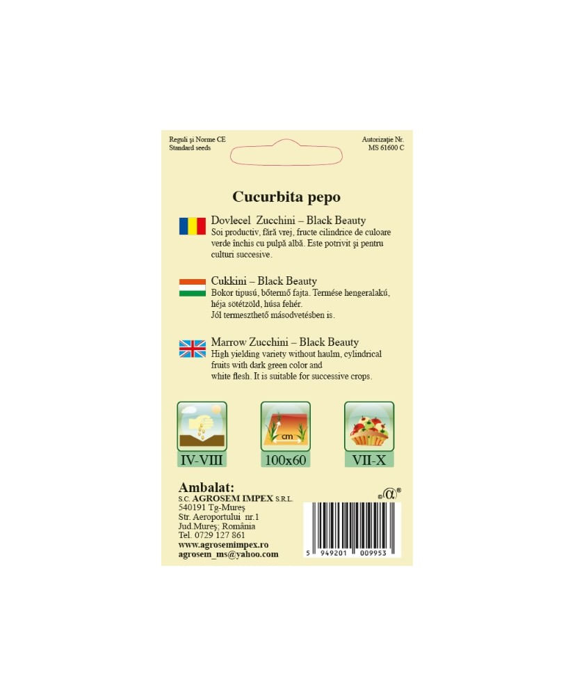Seminte,Dovlecel zucchini Black B. 3gr — imaginea 2