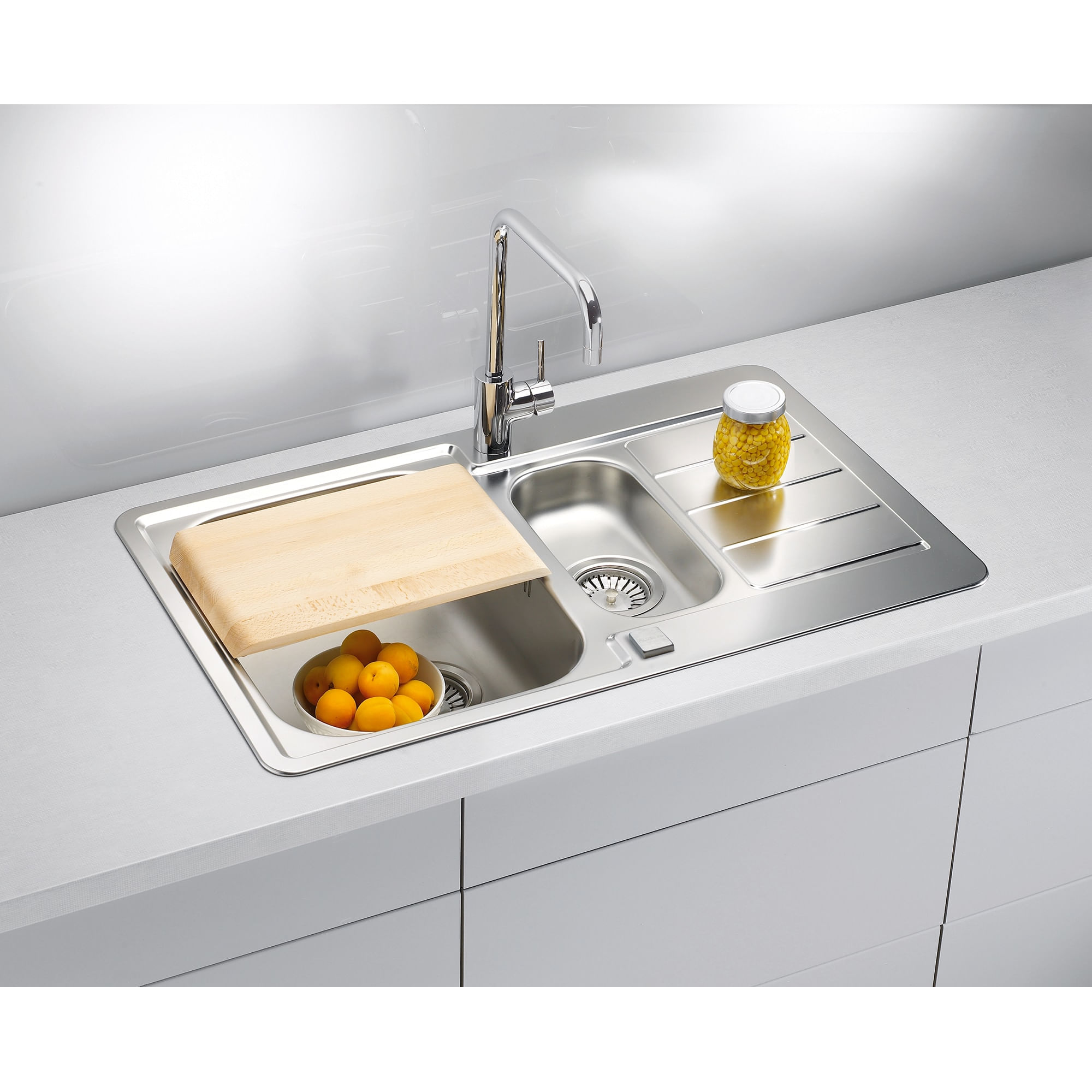 Chiuveta bucatarie Alveus Line 70, cuva stanga, 790x500x160 mm, Inox Leinen — imaginea 3