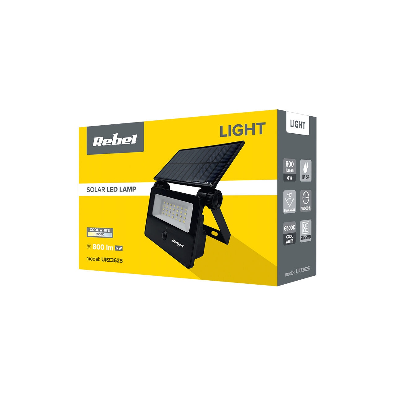 Proiector solar cu senzor de miscare si lumina, 6500K, 800 lm, IP54, 6 W, 125 x 91 x 33 mm — imaginea 3