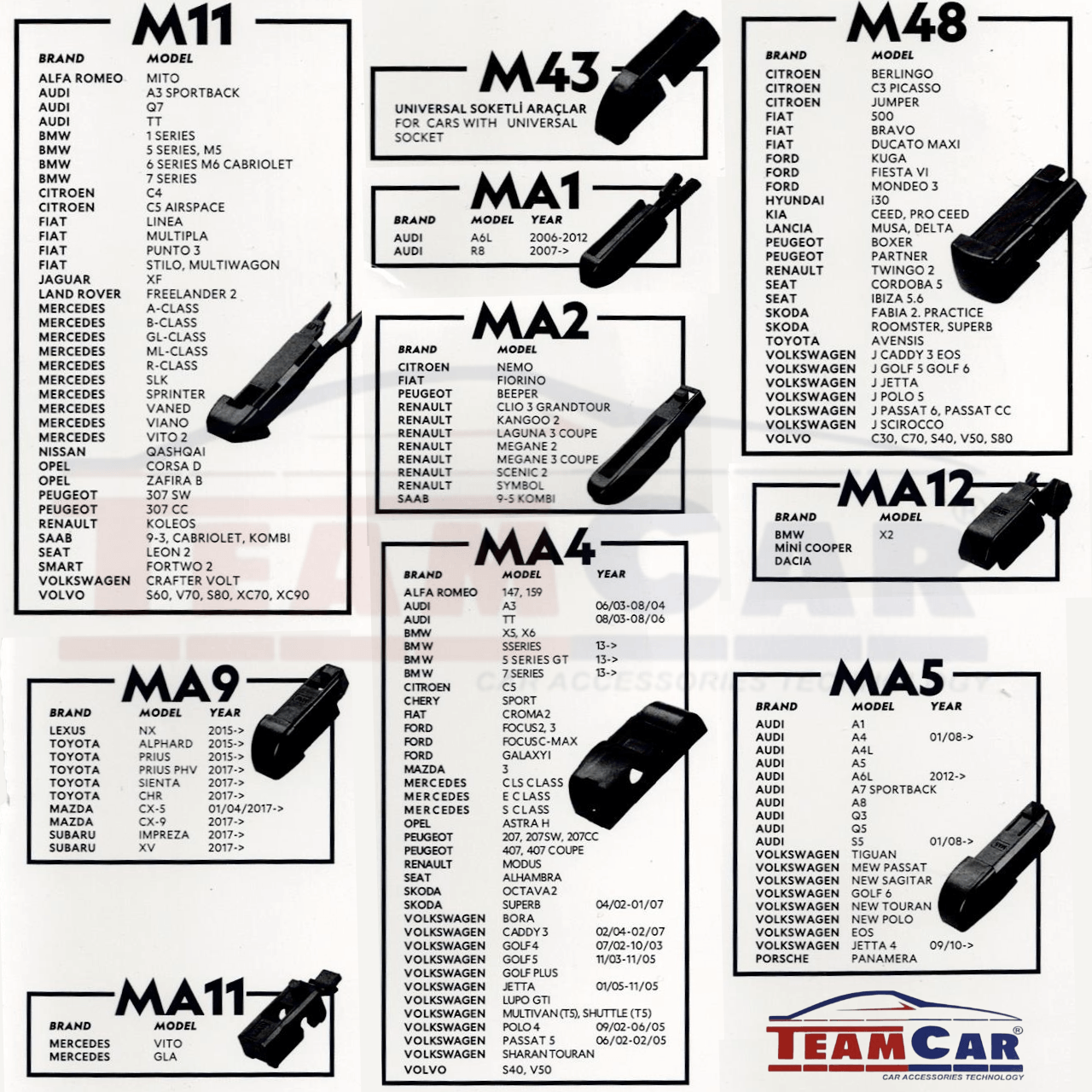 Stergatoare Volkswagen Touran I (2003–2006) TeamCar® – Set Complet - imagine 6