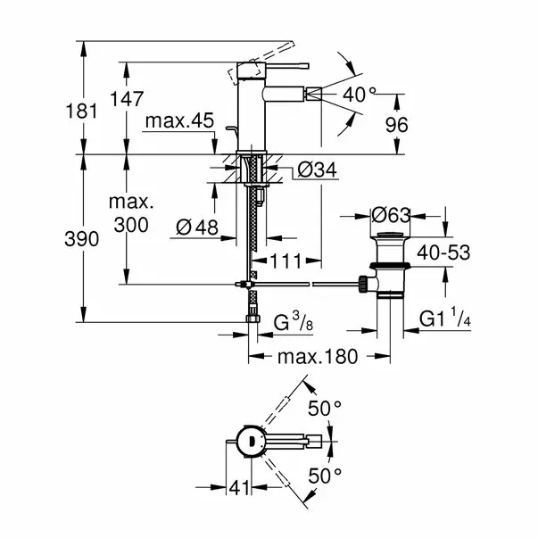 Baterie bideu Grohe Essence monocomanda crom lucios — imaginea 2
