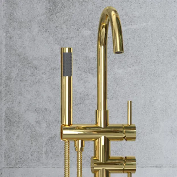 Baterie cada - dus freestanding Besco Illusion auriu lucios — imaginea 3