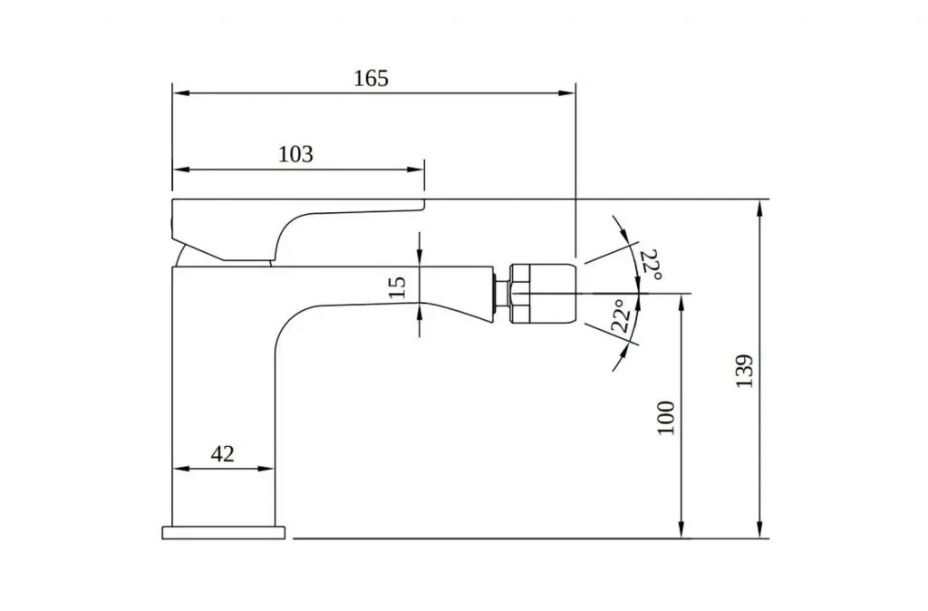 Baterie bideu Villeroy and Boch Architectura, S, 139 mm, ventil, mat, negru, TVB125001000K5 — imaginea 8
