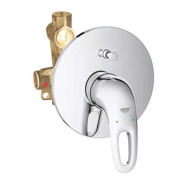 Baterie cada - dus incastrata Grohe Eurostyle crom lucios cu corp incastrat — imaginea 2