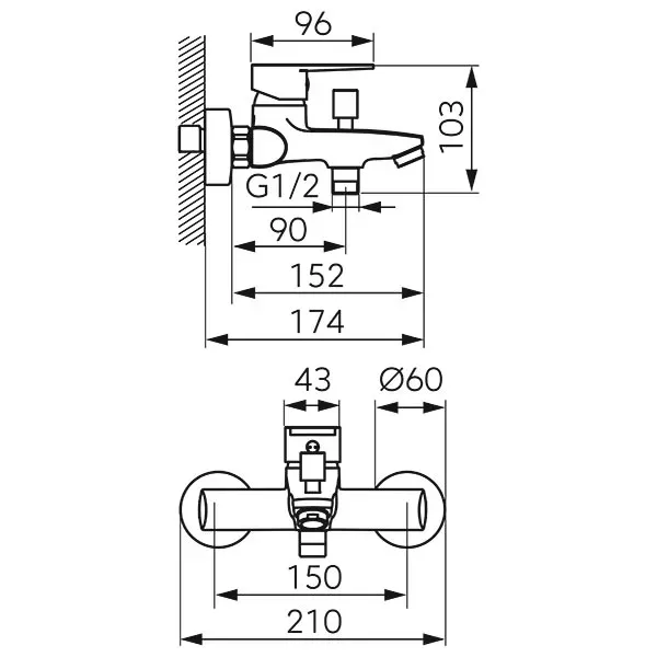 Baterie cada Ferro Ritto, aparenta, diverter, crom, BTR1 — imaginea 3