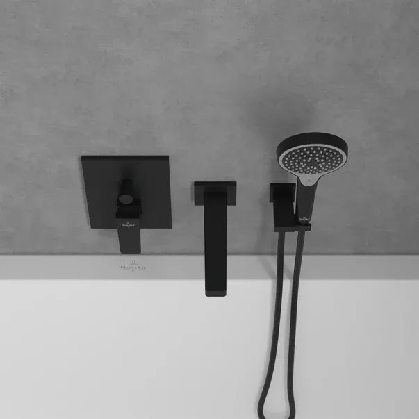 Baterie cada-dus incastrata Villeroy&Boch Architectura Square negru mat fara corp ingropat — imaginea 2