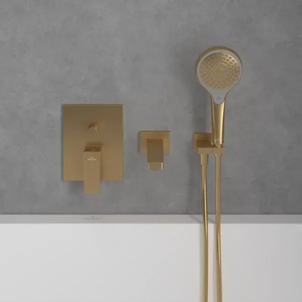 Baterie cada-dus incastrata Villeroy&Boch Architectura Square auriu periat fara corp ingropat — imaginea 2
