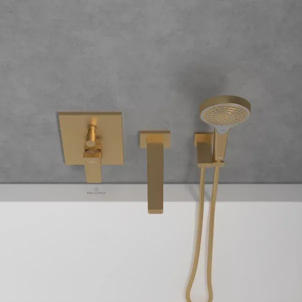 Baterie cada-dus incastrata Villeroy&Boch Architectura Square auriu periat fara corp ingropat — imaginea 3