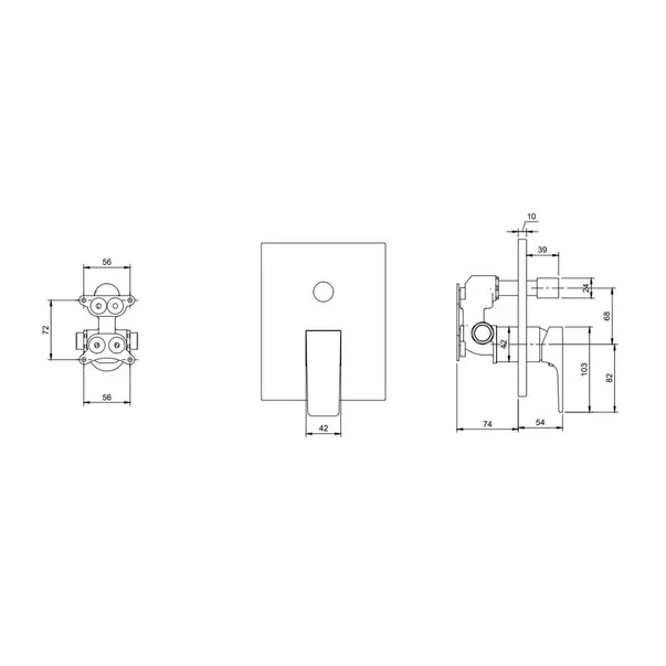 Baterie cada-dus incastrata Villeroy&Boch Architectura Square auriu periat fara corp ingropat — imaginea 4