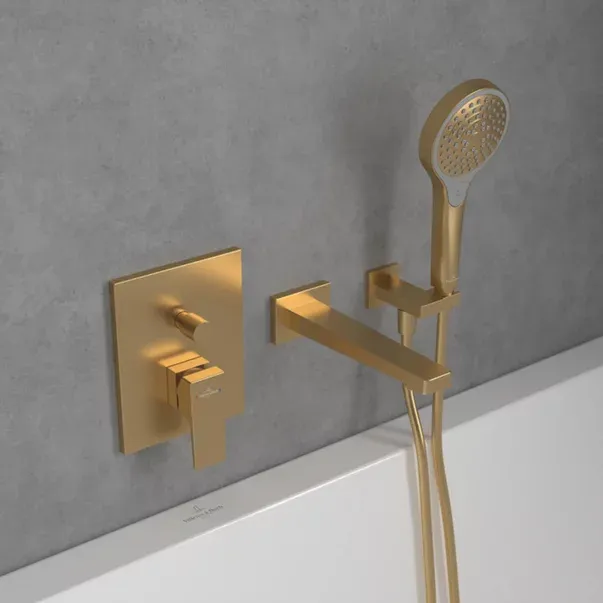 Baterie cada-dus incastrata Villeroy&Boch Architectura Square auriu periat fara corp ingropat — imaginea 5