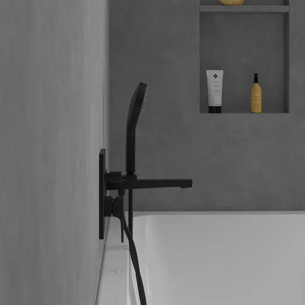 Baterie cada-dus incastrata Villeroy&Boch Architectura Square negru mat fara corp ingropat — imaginea 5