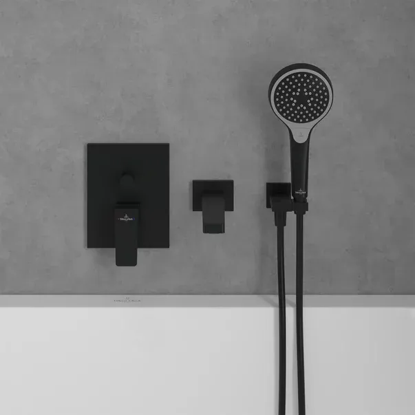Baterie cada-dus incastrata Villeroy&Boch Architectura Square negru mat fara corp ingropat — imaginea 6