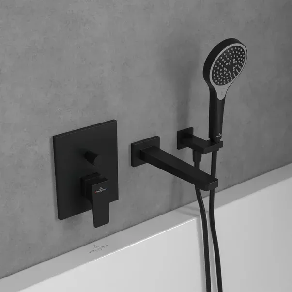 Baterie cada-dus incastrata Villeroy&Boch Architectura Square negru mat fara corp ingropat — imaginea 7