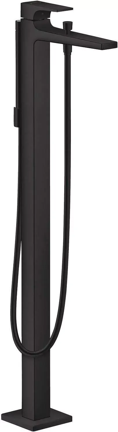 Baterie de cada Hansgrohe Metropol 32532670, 1/2'', pe podea, set dus, necesita valva, mat, negru — imaginea 3