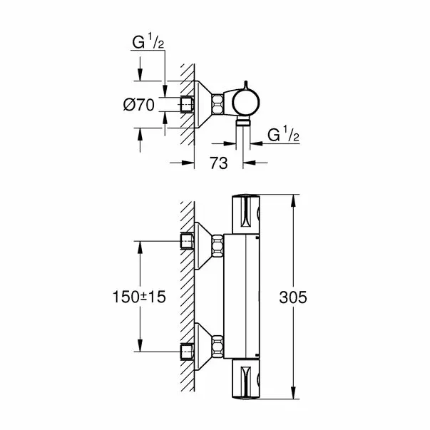 Baterie dus Grohe Grohtherm 800 termostatica — imaginea 2