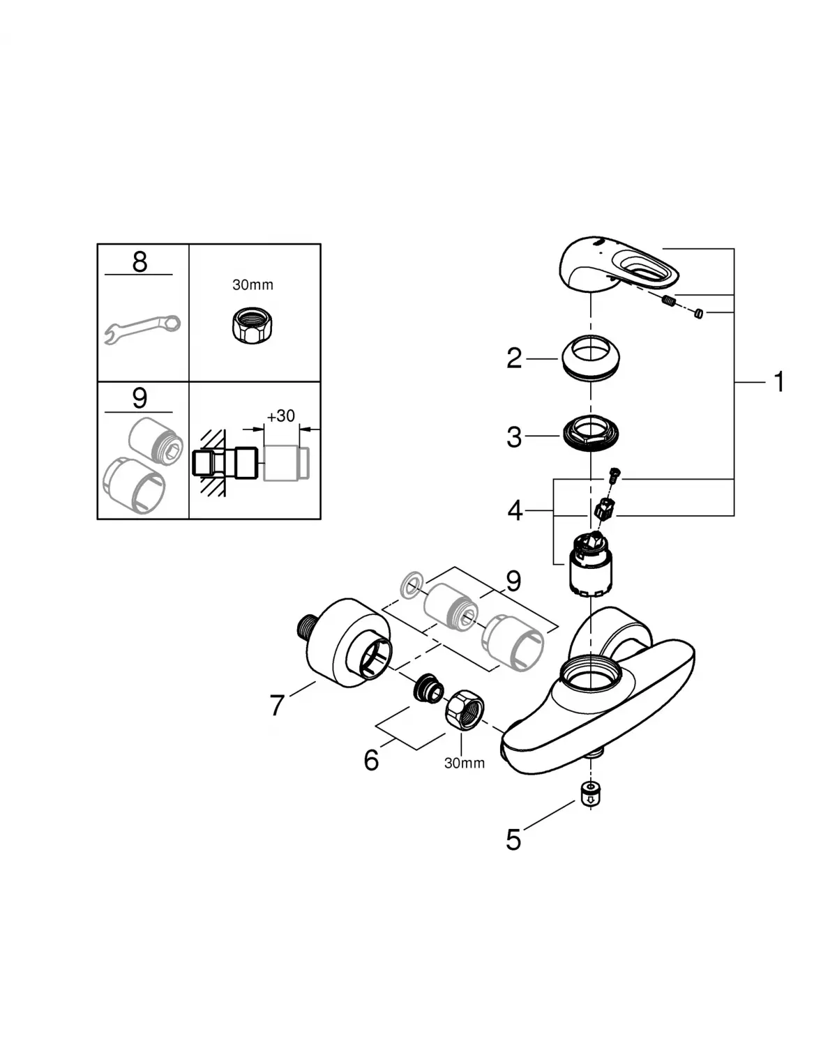 Baterie dus Grohe Eurostyle 33590LS3, 1/2'', aparenta, alb — imaginea 3