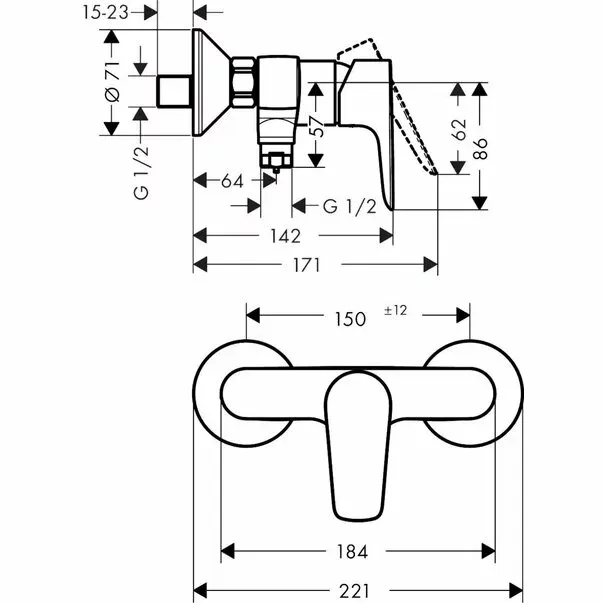 Baterie dus Hansgrohe Talis E monocomanda bronz periat — imaginea 2