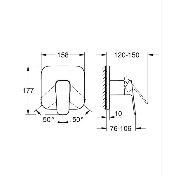 Baterie dus incastrata Grohe Cubeo crom lucios fara corp ingropat — imaginea 4