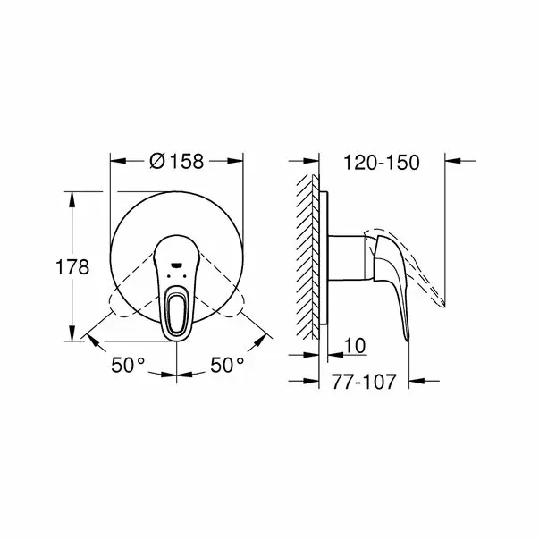 Baterie dus incastrata Grohe Eurostyle crom lucios — imaginea 3