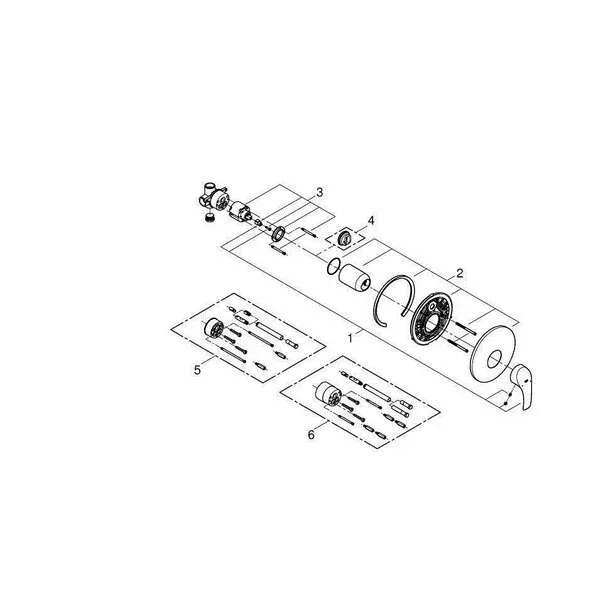 Baterie dus incastrata Grohe Eurosmart New crom cu corp incastrat — imaginea 3