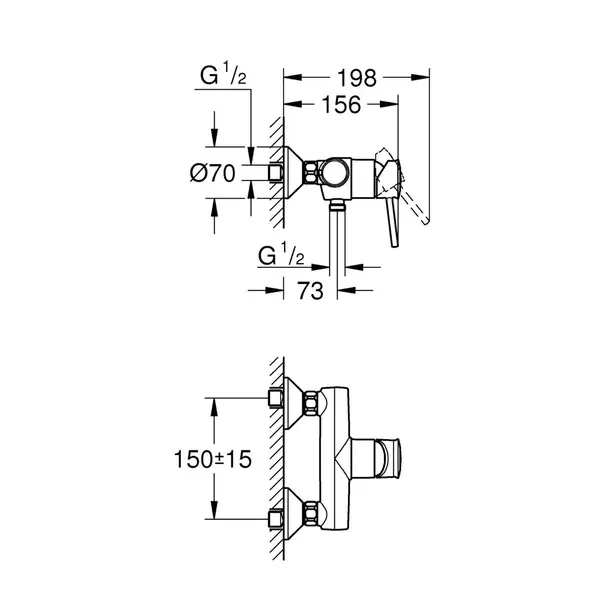 Baterie dus monocomanda Grohe Start Classic finisaj crom lucios — imaginea 2
