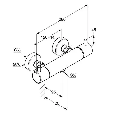 Baterie dus Kludi Bozz, aparenta, termostat, mat, alb, 352035338 — imaginea 2