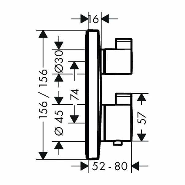 Baterie dus termostatata Hansgrohe Ecostat Square cu montaj incastrat 2 functii negru mat — imaginea 3