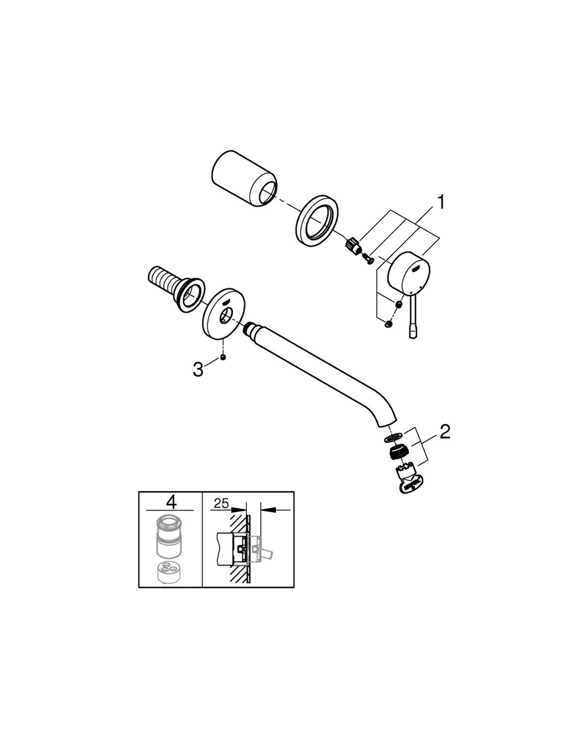 Baterie lavoar Grohe Essence 19967GL1, 1/2'', montare pe perete, monocomanda, 230 mm, lucios, auriu — imaginea 2