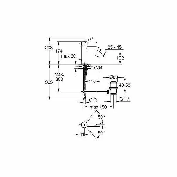 Baterie lavoar Grohe Essence New S crom lucios monocomanda — imaginea 2