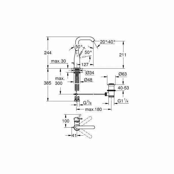 Baterie lavoar Grohe Essence New L crom lucios — imaginea 3