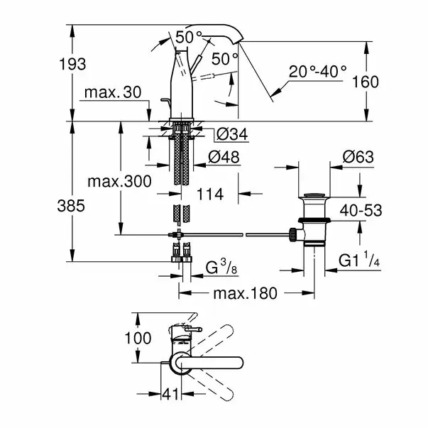 Baterie lavoar Grohe Essence New M crom lucios — imaginea 3