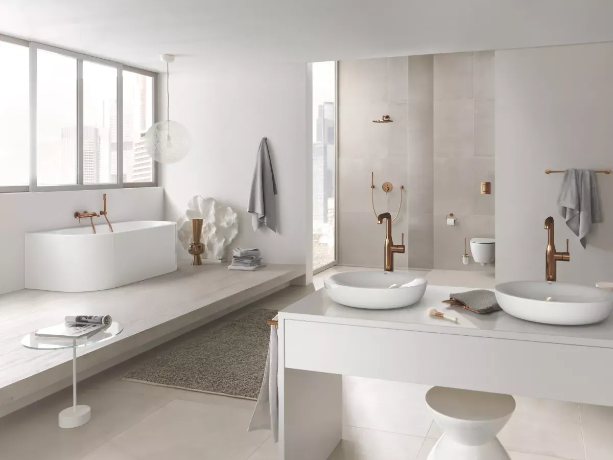 Baterie lavoar Grohe Essence, 3/8'', XL, 364 mm, lucios, cupru, 32901DA1 — imaginea 3