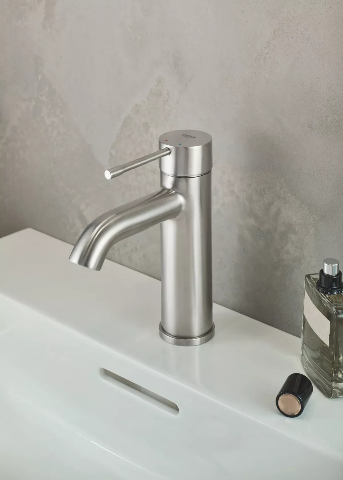 Baterie lavoar Grohe Essence, 3/8'', M, 174 mm, ventil, mat, otel satinat, 23589DC1 — imaginea 3