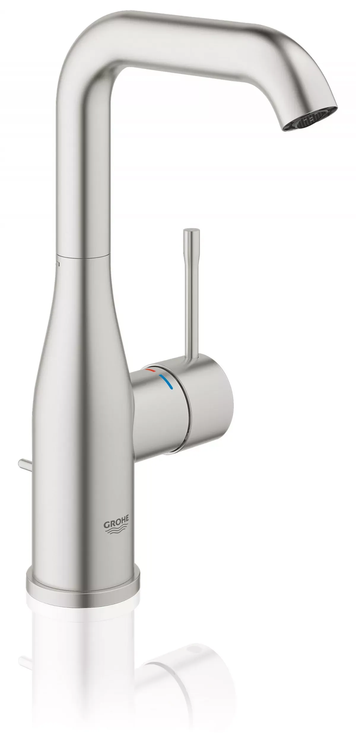 Baterie lavoar Grohe Essence, L, 244 mm, pivotanta, ventil, mat, otel satinat, 32628DC1 — imaginea 4