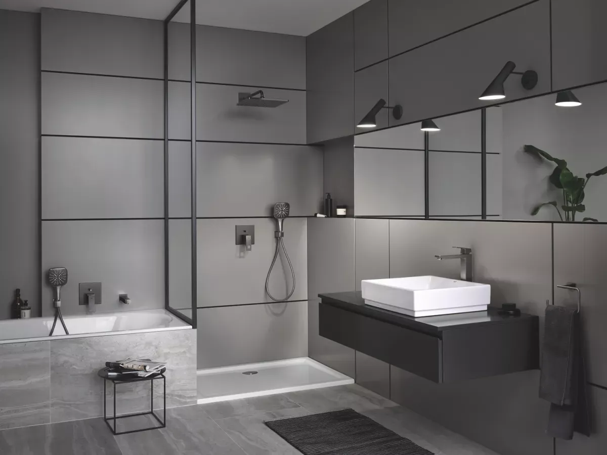 Baterie lavoar Grohe Eurocube 23406AL0, marimea XL, 3/8'', cartus ceramic, mat, grafit — imaginea 2