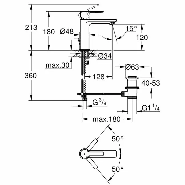 Baterie lavoar Grohe Lineare marimea S crom lucios — imaginea 4