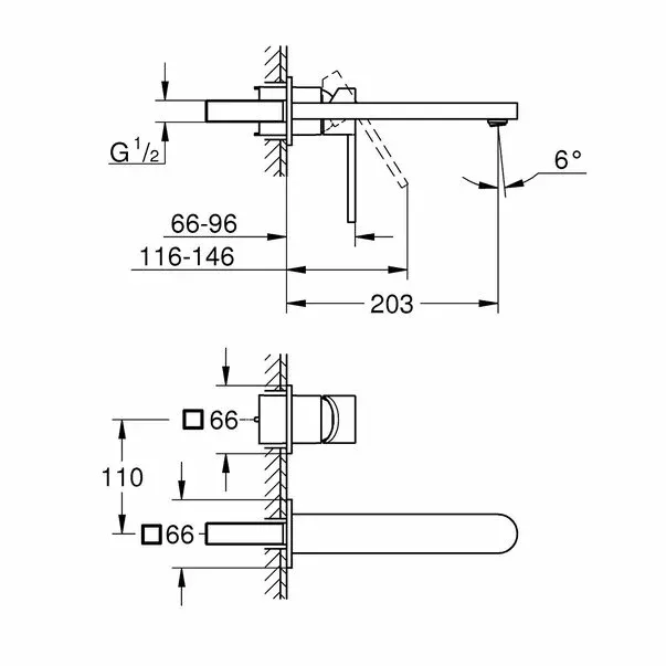 Baterie lavoar Grohe Plus incastrata — imaginea 2