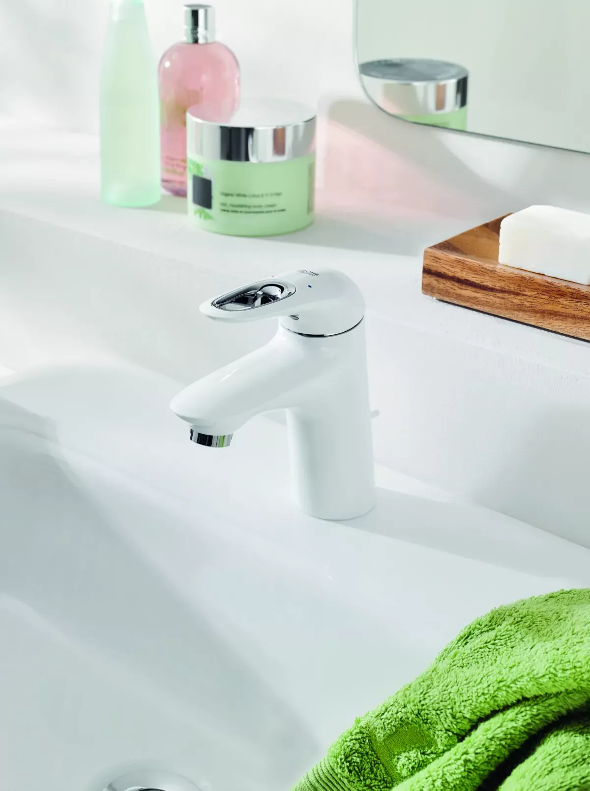 Baterie lavoar Grohe Eurostyle 33558LS3 marimea S, 3/8'', ventil cu tija, alb — imaginea 7