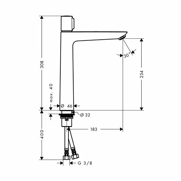 Baterie lavoar inalta Hansgrohe Talis Select E 240 crom lucios — imaginea 3
