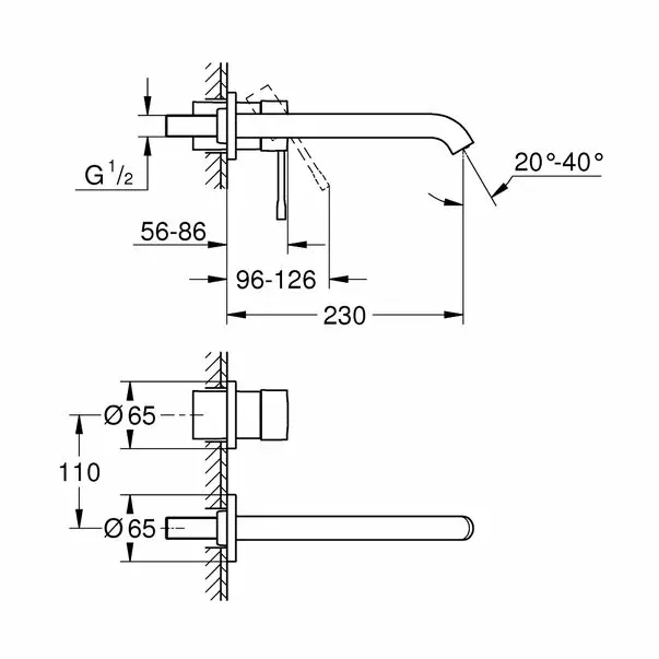 Baterie lavoar incastrata Grohe Essence New L crom lucios — imaginea 2