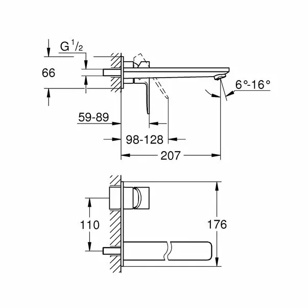 Baterie lavoar incastrata Grohe Lineare marimea L crom — imaginea 4