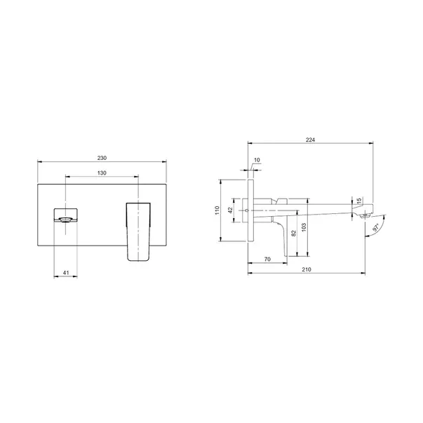 Baterie lavoar incastrata Villeroy&Boch Architectura Square auriu periat fara corp ingropat — imaginea 3