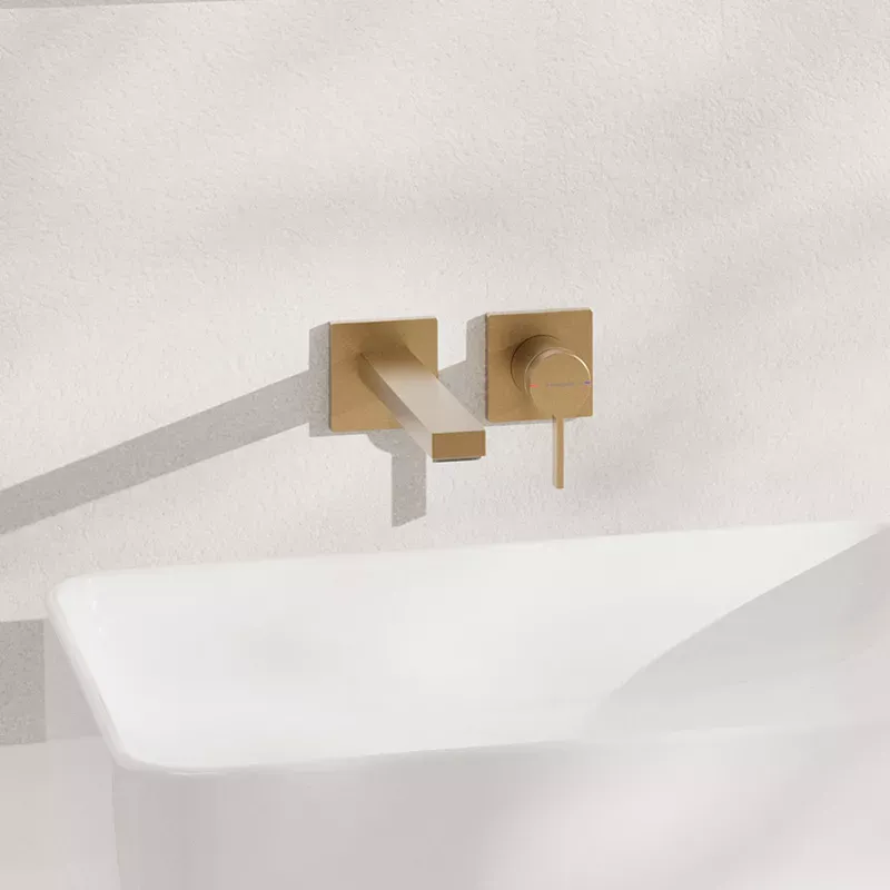 Baterie lavoar incastrata Hansgrohe Tecturis E bronz periat fara corp ingropat — imaginea 4