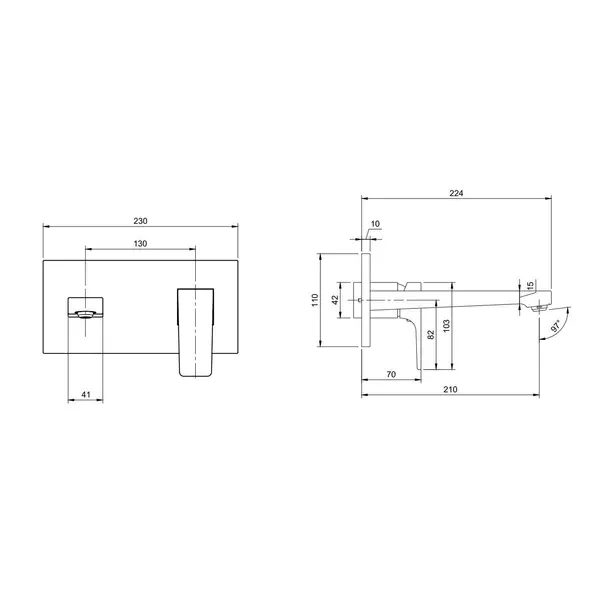 Baterie lavoar incastrata Villeroy&Boch Architectura Square crom lucios fara corp ingropat — imaginea 6