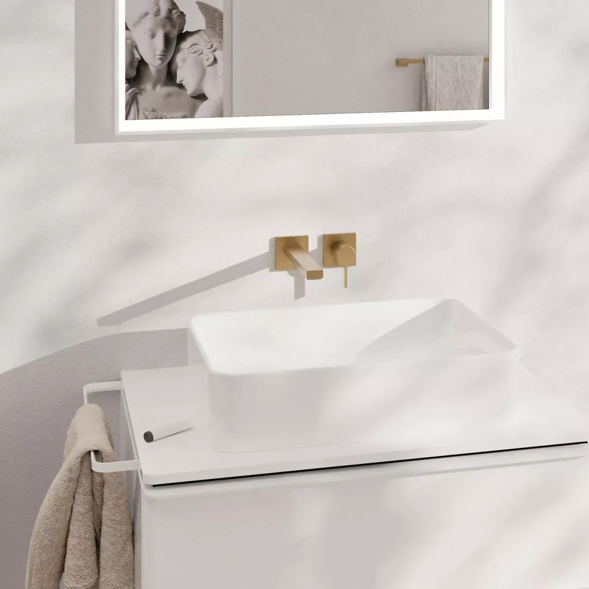Baterie lavoar incastrata Hansgrohe Tecturis E bronz periat fara corp ingropat — imaginea 5