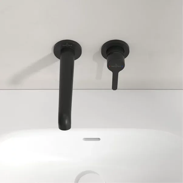 Baterie lavoar incastrata Villeroy&Boch Skyla negru mat pipa 20 cm fara corp ingropat — imaginea 2