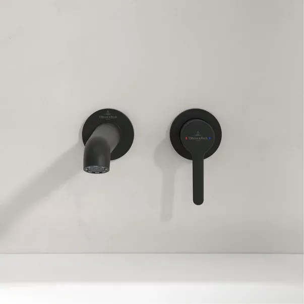 Baterie lavoar incastrata Villeroy&Boch Skyla negru mat pipa 20 cm fara corp ingropat — imaginea 3
